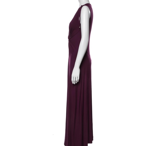 LIKE NEW Heidi Klein Purple Evening Gown Maxi Dress Sleeveless V-Neck Stretch - Picture 3 of 5